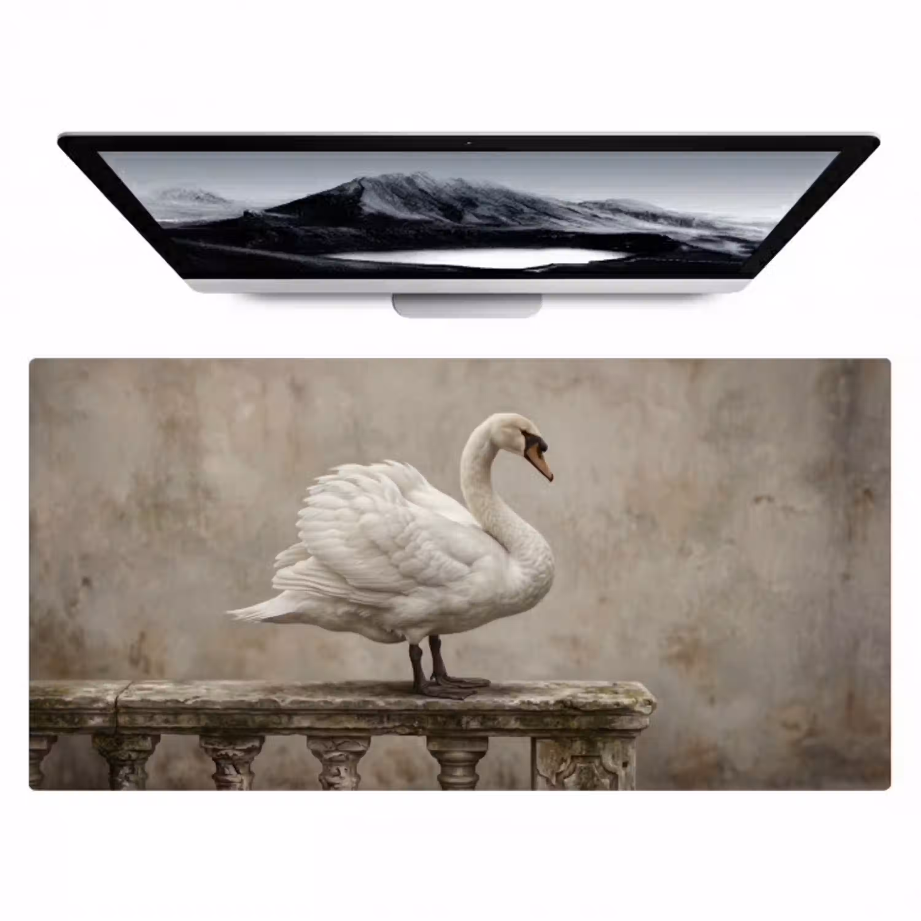 Zwaan - Elegant - Dieren - Wit Muismat XXL klein -zzz3d