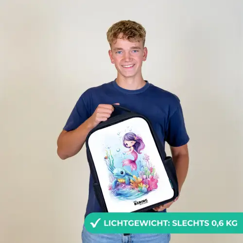 Zeemeermin met blauw schildpad tussen koraal Rugzak - Zwart middel -sfeer7_NL