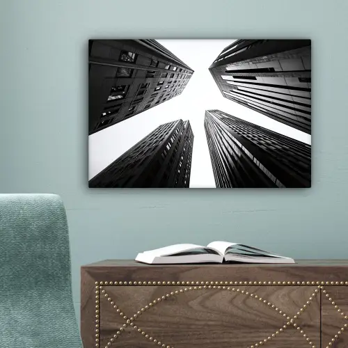 Gebouwen - Lucht - Zwart canvas 2cm klein -sfeer4