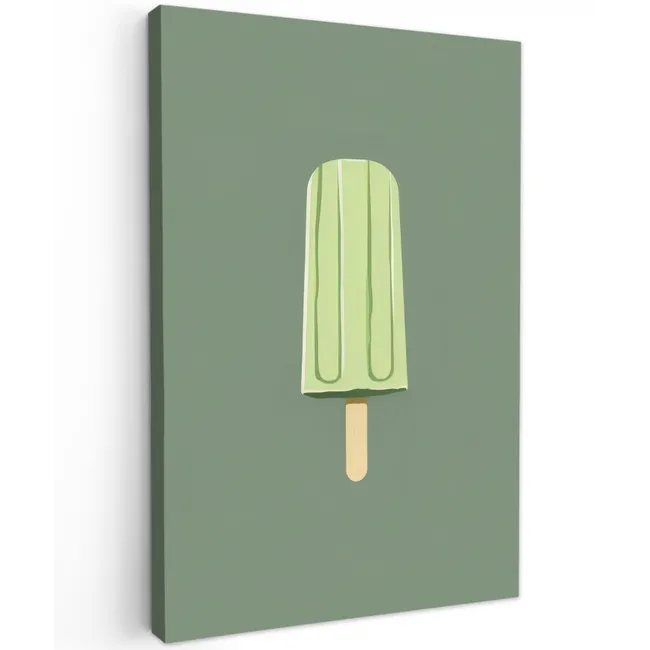 Groen - Waterijsje - Stokje - Illustratie Tuinposter op houten frame 2 cm dik klein -3d