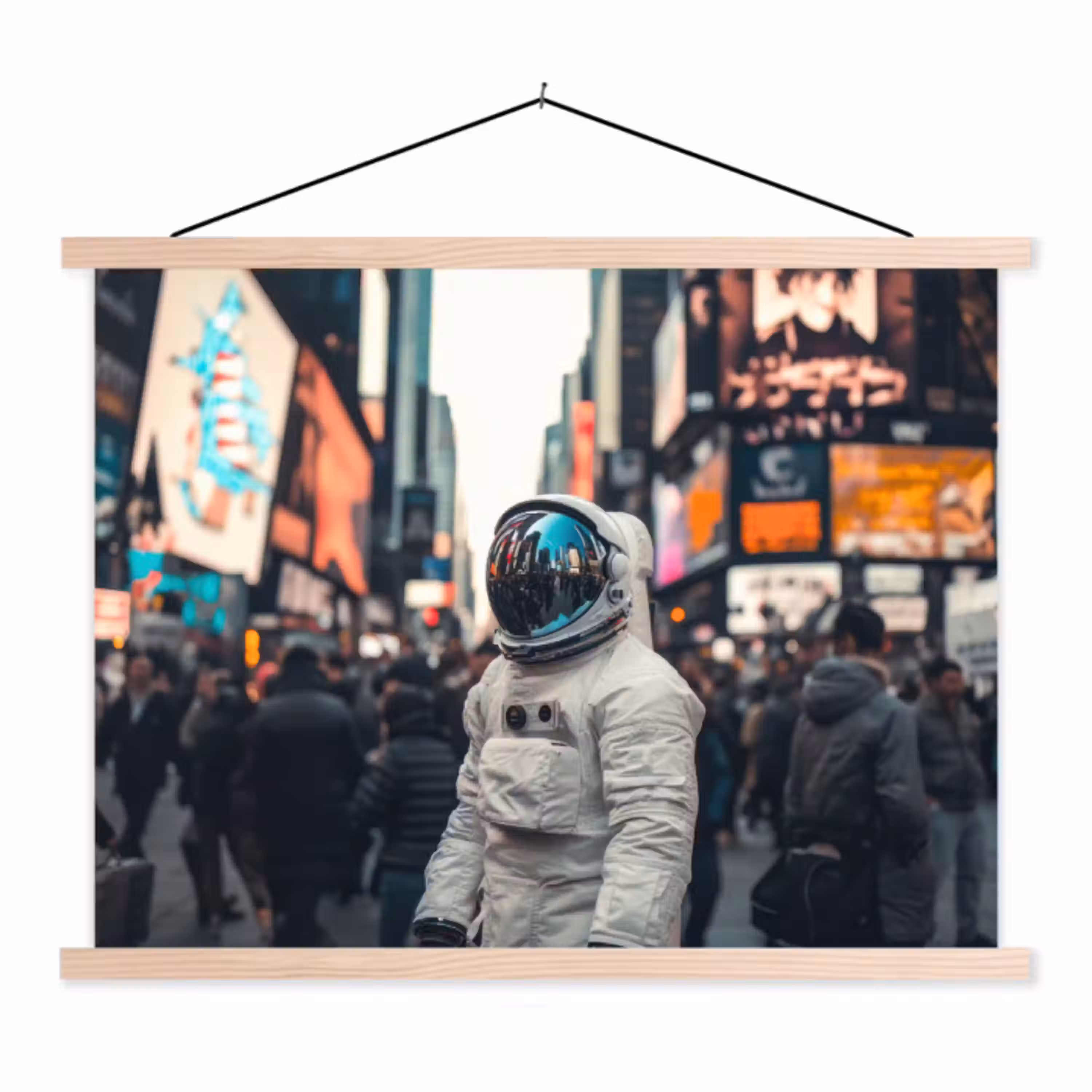 Stad - Mensen - Astronaut - Wit textielposter latten blank klein -3d