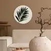 Palmblad - Subtiel - Groen - beige Wandcirkel kunststof plaat 5mm dik klein -sfeer1