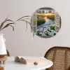 Doorkijk - Landschap - Raam - Water - Zonsondergang Wandcirkel kunststof plaat 5mm dik klein -sfeer4