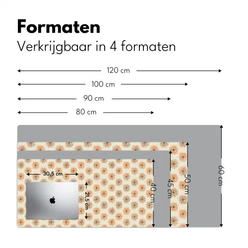 Madelief - Patroon - Oranje Muismat XXL klein 681 -sfeer5