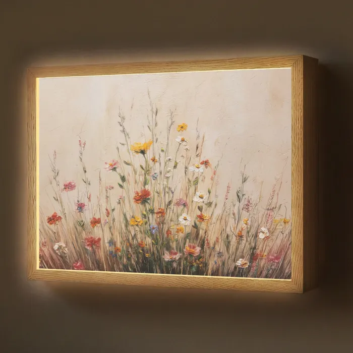 Wilde bloemen - Penseelstreken - Rustgevend Light Box met batterij (Wandlamp) middel -z3d_website