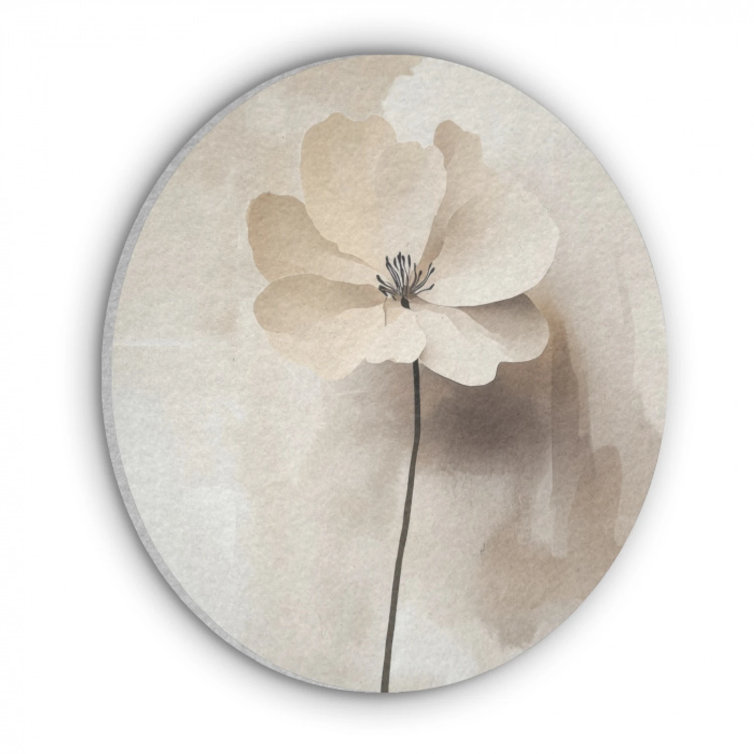Bloem - Beige - Verf - Schaduw Akoestische PET Vilt - Rond klein -3d