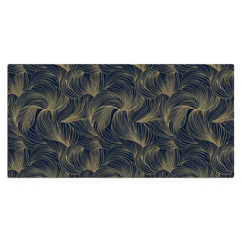 Abstract - Lijnen - Blauw - Goud Muismat XXL klein 681 -3d_leeg