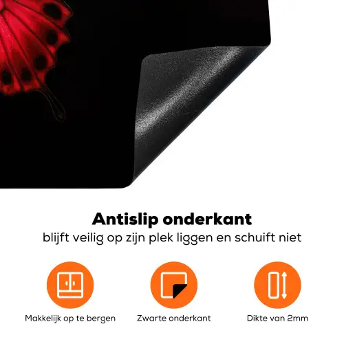 Vlinder - Rood - Contrast Inductie beschermer vinyl 3mm klein -zzzzzzz-td-onderkant