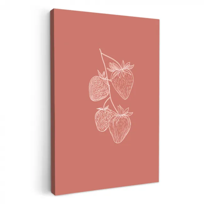 Minimalistisch - Illustratie - Aardbei - Tak KitchenYeah - Keuken - Canvas klein -3d