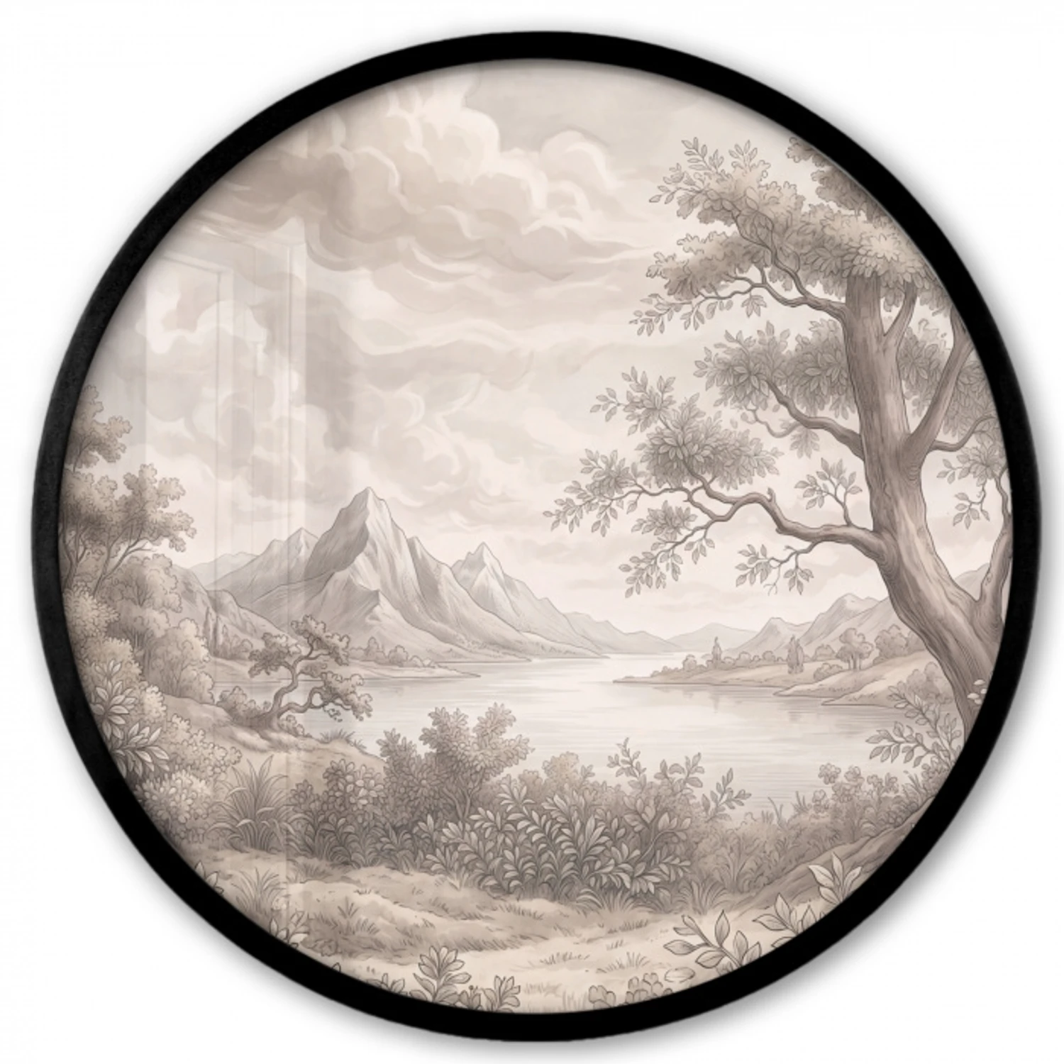 Landschap - Bergen - Meer - Natuur Fotolijst rond zonder passe partout klein -3d