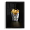 Friet - Porselein - Delfts blauw - Eten fotolijst zwart zonder passe partout klein -3d
