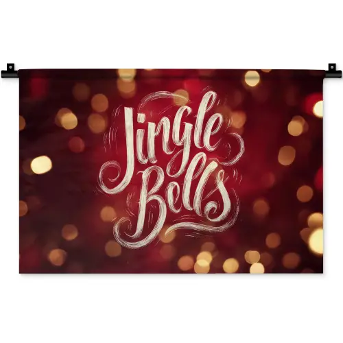 Jingle - Bells - Kerst - Rood Wandkleed katoen klein -zz3d