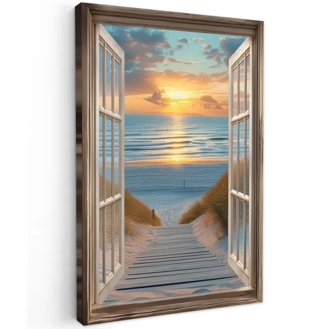 Doorkijk - Strand - Pad - Zonsondergang canvas 2cm klein -z3d