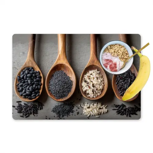 Houten - Lepels - Rijst - Zaden Placemat vinyl groot -zzzproduct_Kitchenyeah-website