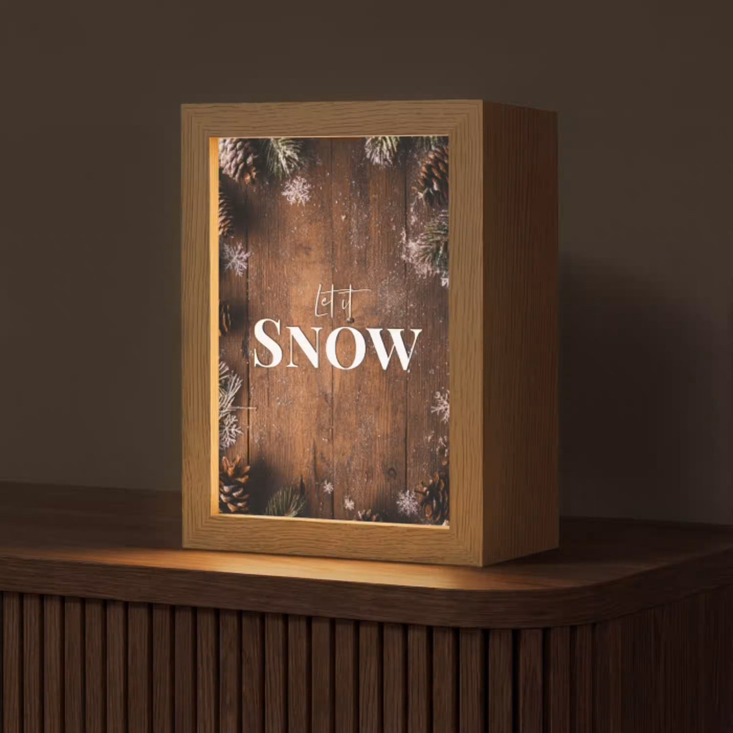 Sneeuw - Houtlook - Quote - Let it snow Light Box met kabel (Tafellamp) klein -z3d_website