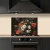 Stilleven met bloemen en een horloge - Schilderij van Abraham Mignon keuken achterwand spatscherm klein -sfeer1