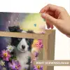 Hond - Bloemen - Natuur - Puppy - Bordercollie Light Box met kabel (Kinderlampje) klein -USP_websiteprintNL