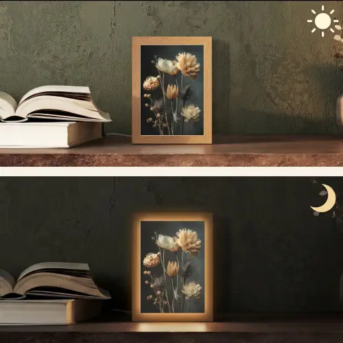 Boeket - Bloemen - Licht - Zwart Light Box met kabel (Tafellamp) klein -sfeer3