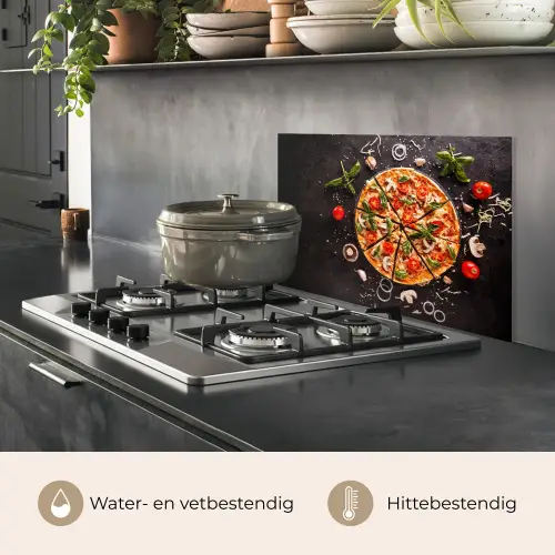 Pizza - Groente - Kruiden - Keuken - Industrieel keuken achterwand spatscherm klein -usp_NL