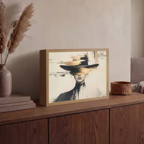 Vrouw - Hoed - Verf Light Box met batterij (Wandlamp) middel -sfeer2