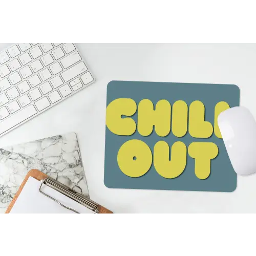 Chill out - Geel - Blauw muismat rubber klein -witbureau