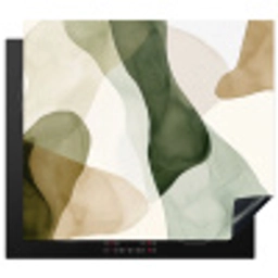 Japandi - Abstract - Groen Inductie beschermer vinyl 3mm middel -3d