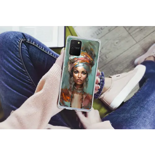 Vrouw - Kunst - Sieraden - Portret Telefoonhoesje Samsung Galaxy S10 Lite klein -handS10Lite
