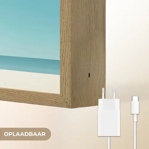 Strand - Blauwe lucht - Geel - Parasol Light Box met batterij (Wandlamp) middel -USP_websiteoplaadbaarNL
