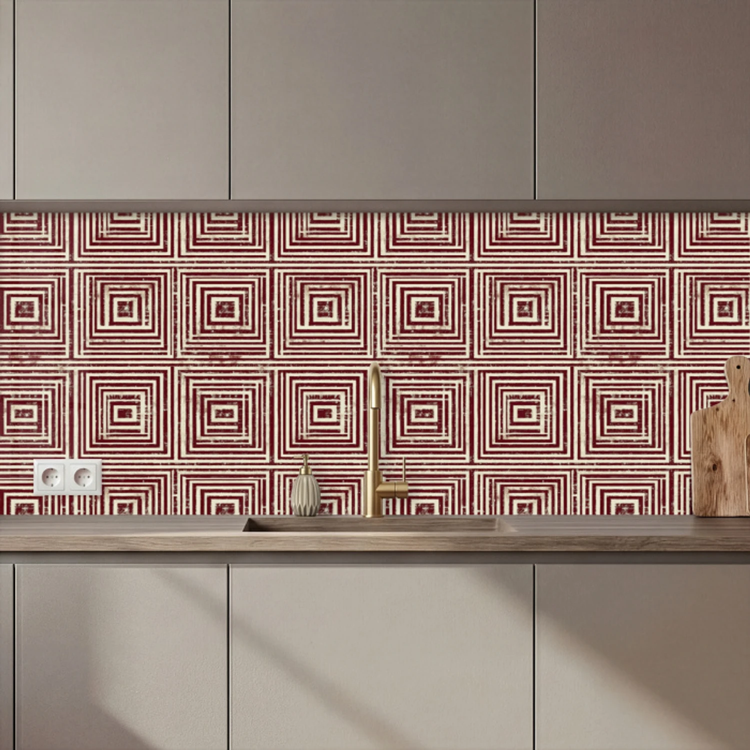 Geometrisch - Patroon - Rood keuken achterwand 2 middel 871 zz_3dshopping
