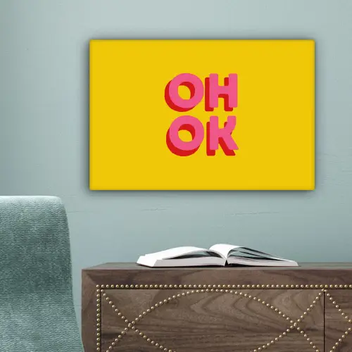 Oh ok - 3D - Geel - Roze canvas 2cm klein -sfeer4
