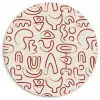 Beige - Vormen - Rood - Patroon Wandcirkel plexiglas klein 852 -3d