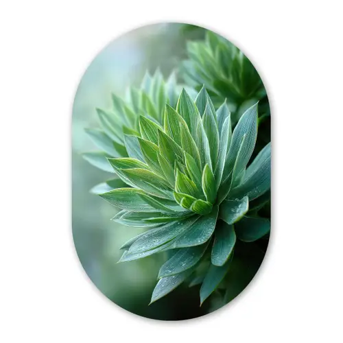Blad - Plant - Groen - Textuur Wandcirkel Ovaal Forex klein -3d