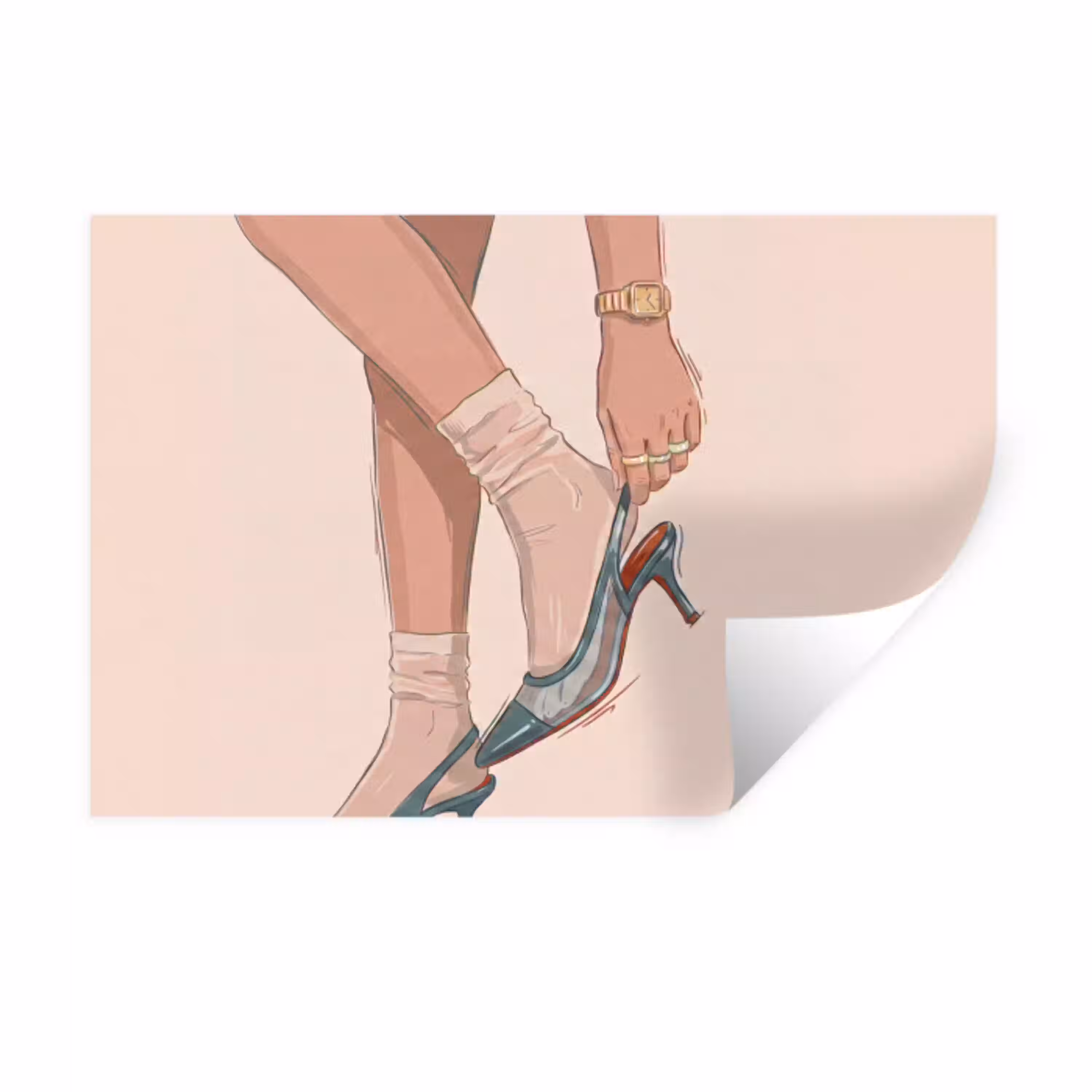 Vrouw - Schoen - Mode - Lifestyle - Groen Muursticker klein -3d