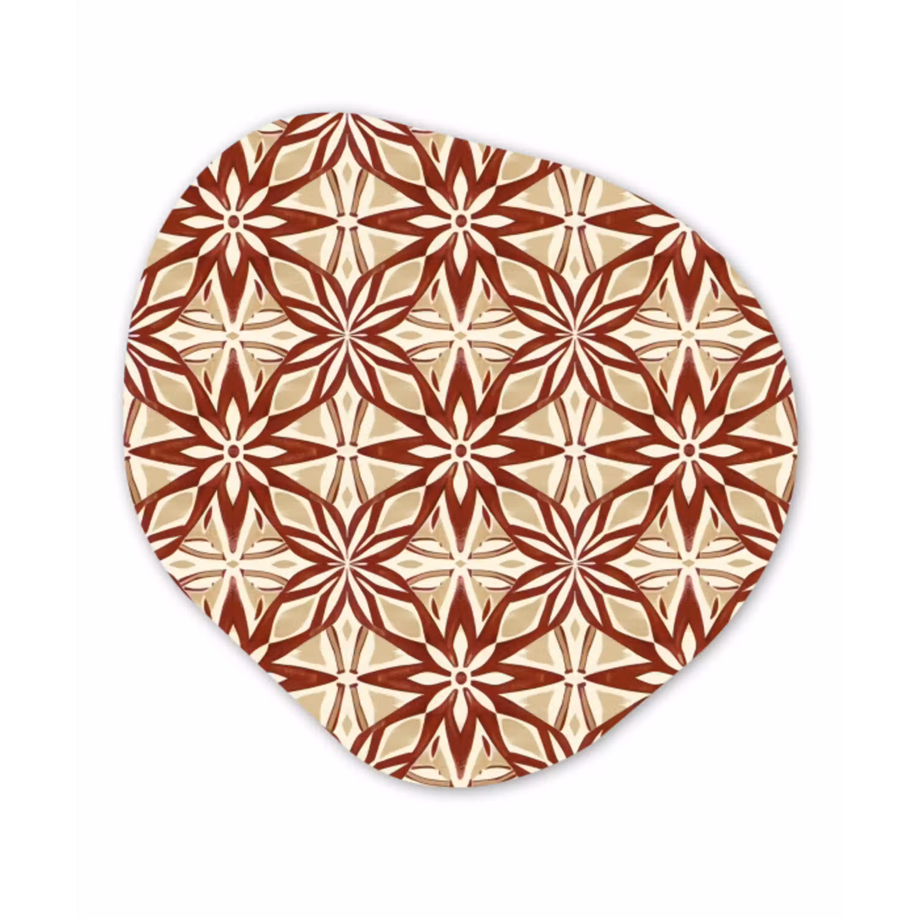 Bordeauxrood - Geometrisch - Tegel - Patroon Wandcirkel Organisch Forex 3mm klein 629 -3d
