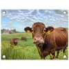 Koe - Weide - Bloemen tuinposter los doek klein -3d