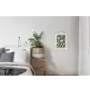 Groen - Vogel  - Bloemen textielposter latten blank klein -woonkamer