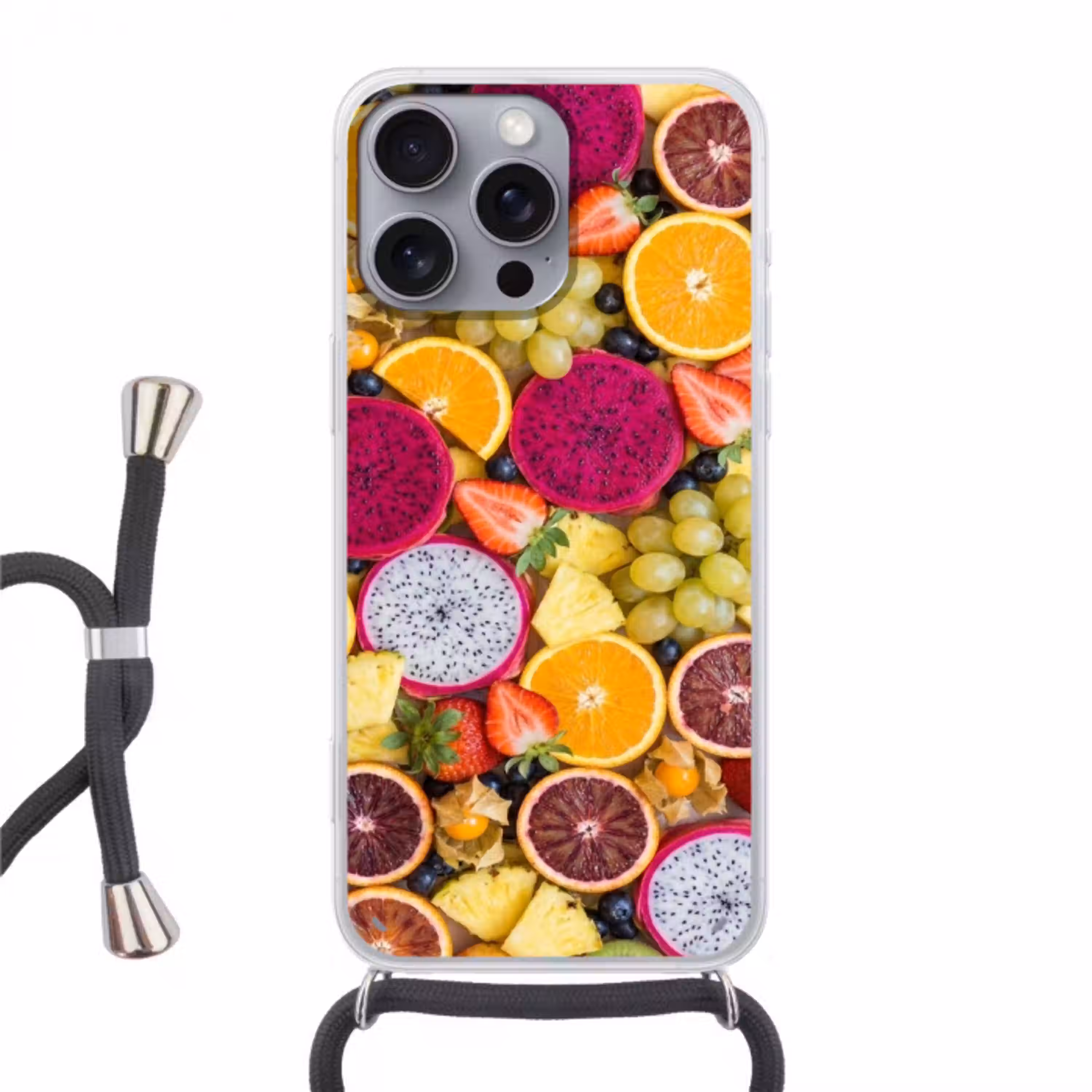 Fruit - Assortiment - Kleurrijk - Gezondheid Hoesje iPhone 16 Pro Max met koord klein -3d