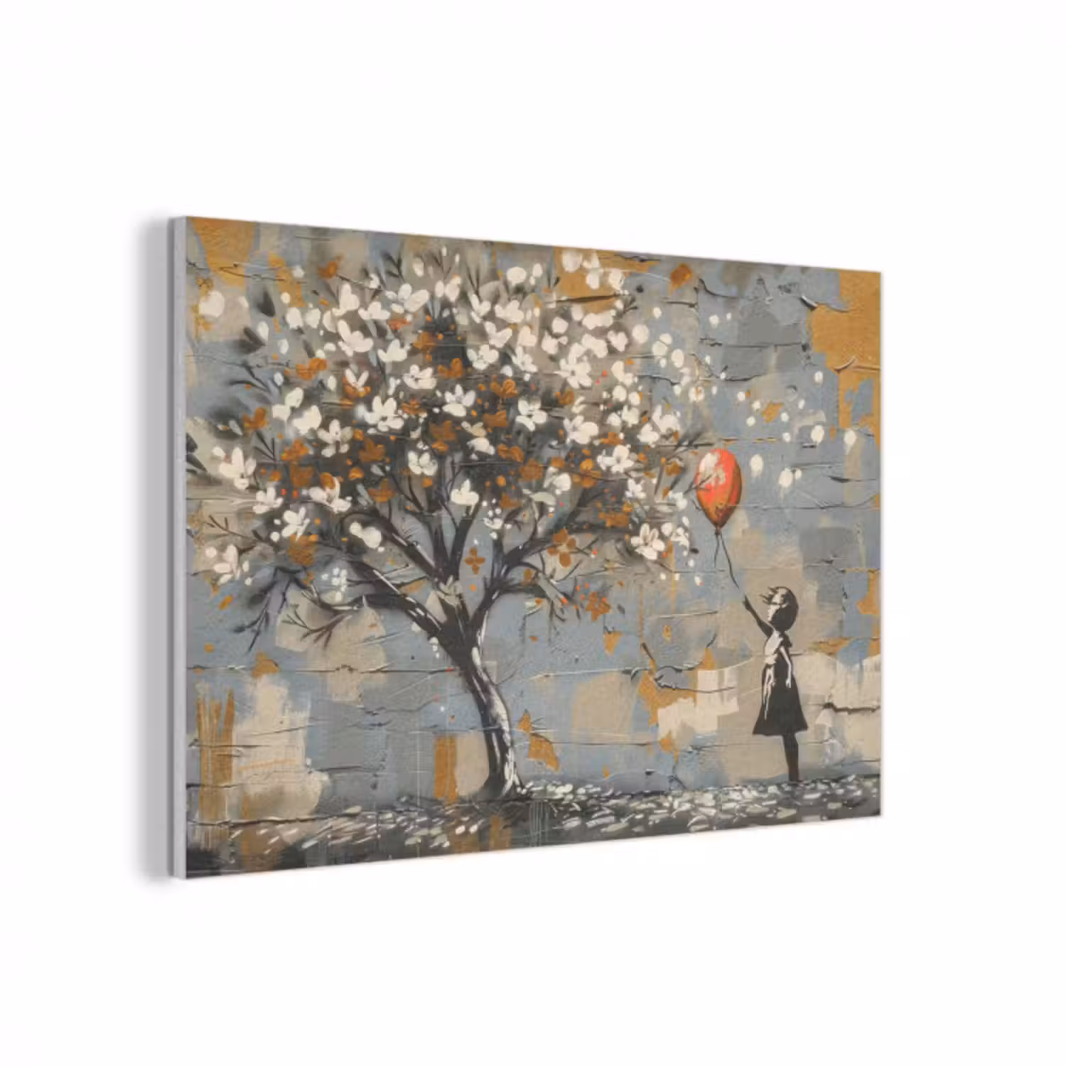 Akustikbild - Baum - Graffiti - Banksy-Stil - Ballon-Mädchen