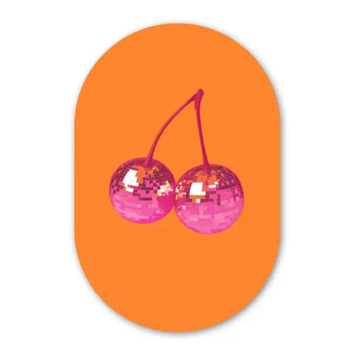 Discoballen - Kers - Spiegels - Roze Wandcirkel Ovaal Forex klein -3d