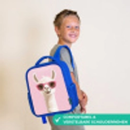 Lama - Wit - Zonnebril - Wimpers Kinderrugzak - Blauw middel -sfeer3_NL