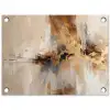 Modern - Bruin - Abstract - Beige tuinposter los doek klein -3d