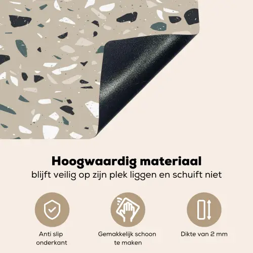 Terrazzo - Patroon - Groen Inductie beschemer met haakjes klein 777 -ky-onderkant-nl