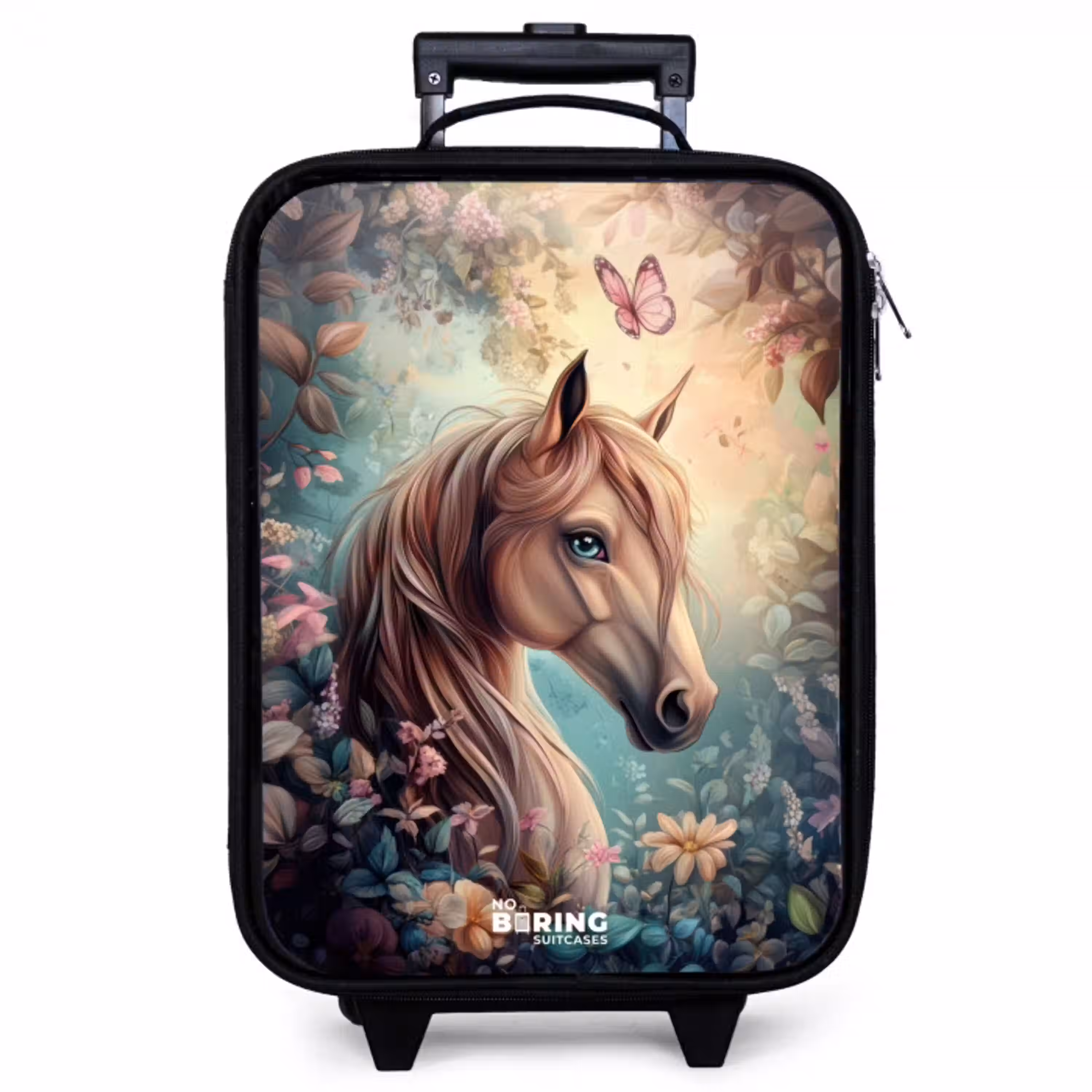 Paard met vlinders in bloementuin Kinderkoffer - Zwart klein -zzz_website3d