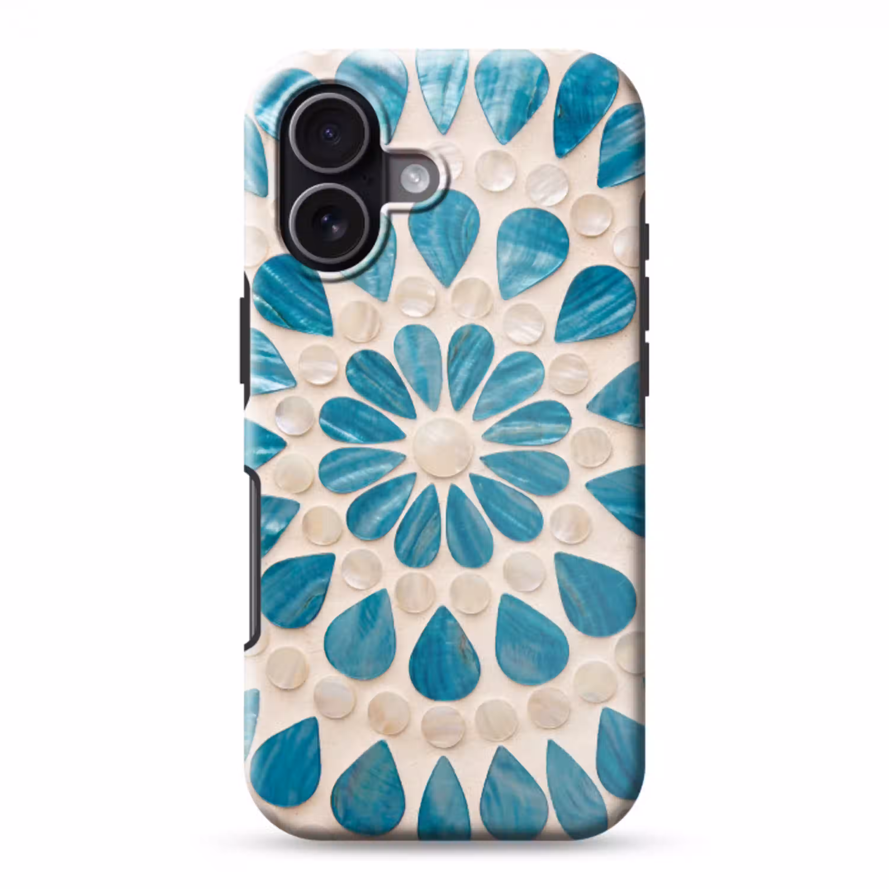 Patroon - Mozaïek - Schelpen - Abstract - Turquoise Toughcase MagSafe Apple iPhone 17 klein -3d