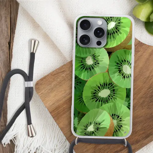 Kiwi - Groen - Pitten Hoesje iPhone 16 Pro Max met koord klein -sfeer4