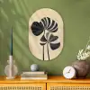 Zwart - Bladeren - Strepen - Minimalistisch Wandcirkel Ovaal Forex klein -sfeer2