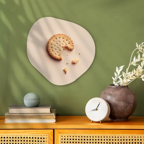 Koekje - Kruimels - beige Wandcirkel Organisch Forex 3mm klein -sfeer2