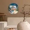 Kerst - Kerstboom - Winter - Huis - Sneeuw Wandcirkel behangsticker klein -sfeer1