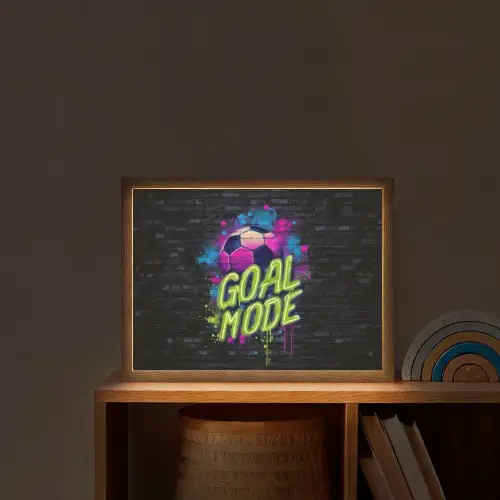 Goal - Mode - Neon - Voetbal Light Box met batterij (Wandlamp kind) middel -sfeer1_kind