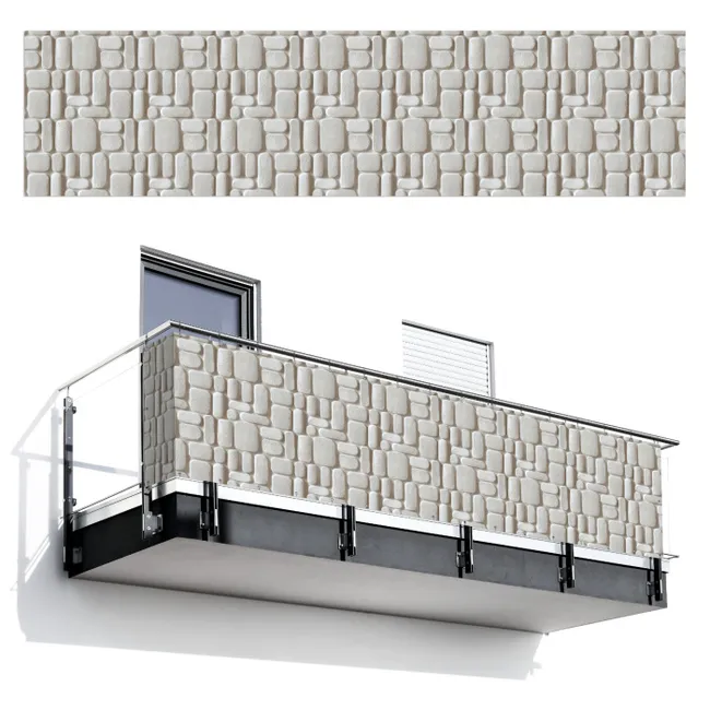 Balkonscherm - Reliëf - Structuur - Wit